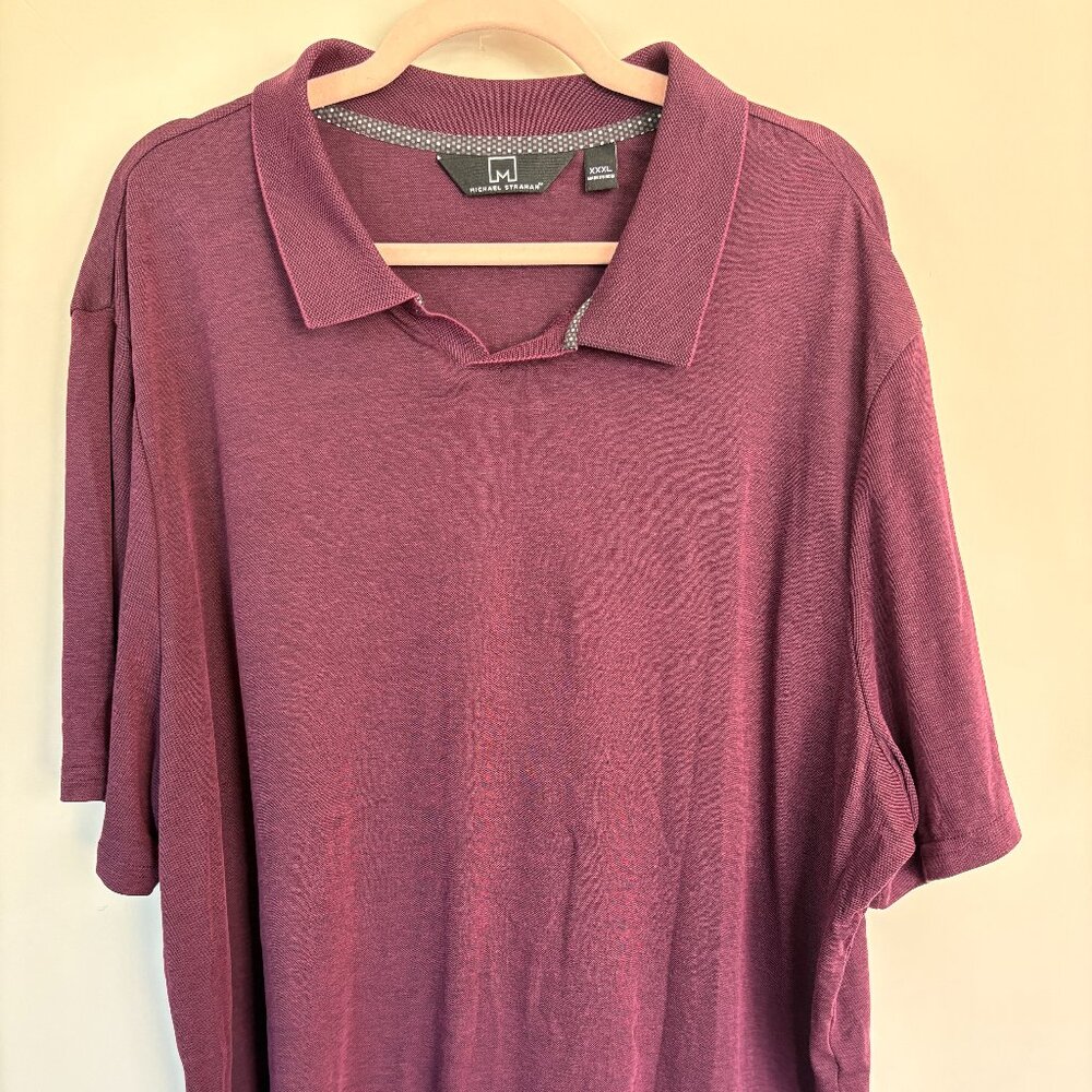 Michael Strahan Polo Shirt XXXL Burgundy Short Sleeve Golf Casual Big & Tall Men